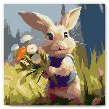 Afbeelding in Gallery-weergave laden, Mini Schilderen op Nummer met Frame - Konijn en wilde bloemen