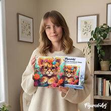 Afbeelding in Gallery-weergave laden, Mini Schilderen op Nummer met Frame - Fantasie leeuwenwelp en bloemen
