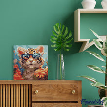 Afbeelding in Gallery-weergave laden, Mini Schilderen op Nummer met Frame - Fantasie tijgerwelp en bloemen