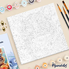 Afbeelding in Gallery-weergave laden, Mini Schilderen op Nummer met Frame - Fantasie tijgerwelp en bloemen