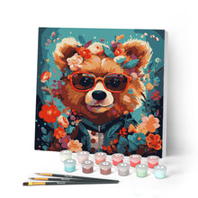 Afbeelding in Gallery-weergave laden, Mini Schilderen op Nummer met Frame - Fantasie beer en bloemen