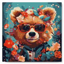 Afbeelding in Gallery-weergave laden, Mini Schilderen op Nummer met Frame - Fantasie beer en bloemen