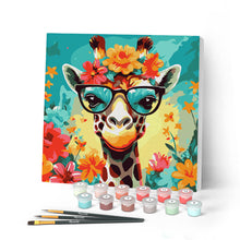 Afbeelding in Gallery-weergave laden, Mini Schilderen op Nummer met Frame - Fantasie giraffe en bloemen