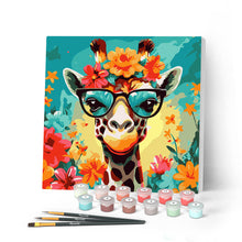 Afbeelding in Gallery-weergave laden, Mini Schilderen op Nummer met Frame - Fantasie giraffe en bloemen