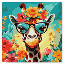 Afbeelding in Gallery-weergave laden, Mini Schilderen op Nummer met Frame - Fantasie giraffe en bloemen