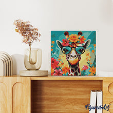 Afbeelding in Gallery-weergave laden, Mini Schilderen op Nummer met Frame - Fantasie giraffe en bloemen