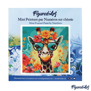 Mini Schilderen op Nummer met Frame - Fantasie giraffe en bloemen