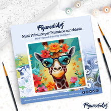 Afbeelding in Gallery-weergave laden, Mini Schilderen op Nummer met Frame - Fantasie giraffe en bloemen