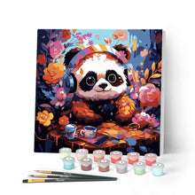 Afbeelding in Gallery-weergave laden, Mini Schilderen op Nummer met Frame - Fantasie panda en bloemen
