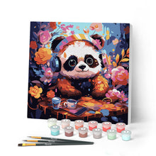 Afbeelding in Gallery-weergave laden, Mini Schilderen op Nummer met Frame - Fantasie panda en bloemen