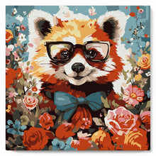 Afbeelding in Gallery-weergave laden, Mini Schilderen op Nummer met Frame - Fantasie rode panda en bloemen