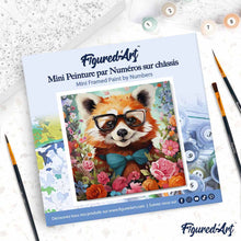 Afbeelding in Gallery-weergave laden, Mini Schilderen op Nummer met Frame - Fantasie rode panda en bloemen
