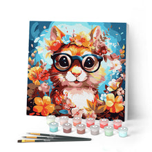Afbeelding in Gallery-weergave laden, Mini Schilderen op Nummer met Frame - Fantasie eekhoorn en bloemen