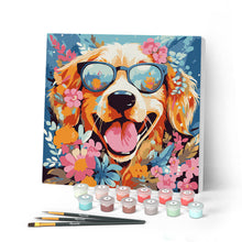 Afbeelding in Gallery-weergave laden, Mini Schilderen op Nummer met Frame - Fantasie hond en bloemen