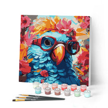 Afbeelding in Gallery-weergave laden, Mini Schilderen op Nummer met Frame - Fantasie papegaai en bloemen