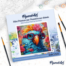 Afbeelding in Gallery-weergave laden, Mini Schilderen op Nummer met Frame - Fantasie papegaai en bloemen