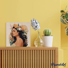 Afbeelding in Gallery-weergave laden, Mini Schilderen op Nummer met Frame - Vrouw met bloemen haarband