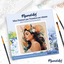 Afbeelding in Gallery-weergave laden, Mini Schilderen op Nummer met Frame - Vrouw met bloemen haarband