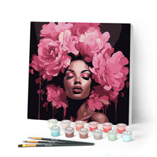 Afbeelding in Gallery-weergave laden, Mini Schilderen op Nummer met Frame - Pioenroos Haar Dame