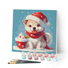 Afbeelding in Gallery-weergave laden, Mini Schilderen op Nummer met Frame - Kerstpuppy