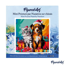 Afbeelding in Gallery-weergave laden, Mini Schilderen op Nummer met Frame - Feestelijke kat en hond