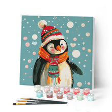 Afbeelding in Gallery-weergave laden, Mini Schilderen op Nummer met Frame - Blije pinguïn