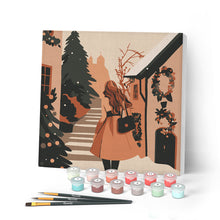Afbeelding in Gallery-weergave laden, Mini Schilderen op Nummer met Frame - Meisje in feestelijk dorp