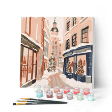 Afbeelding in Gallery-weergave laden, Mini Schilderen op Nummer met Frame - Besneeuwd kerststraatje