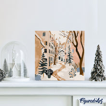 Afbeelding in Gallery-weergave laden, Mini Schilderen op Nummer met Frame - Besneeuwd dorp