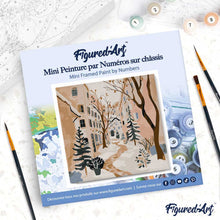 Afbeelding in Gallery-weergave laden, Mini Schilderen op Nummer met Frame - Besneeuwd dorp