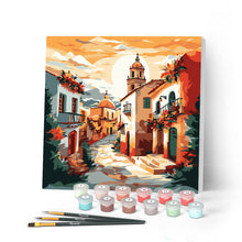 Afbeelding in Gallery-weergave laden, Mini Schilderen op Nummer met Frame - Zonnige dorpskerk