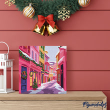 Afbeelding in Gallery-weergave laden, Mini Schilderen op Nummer met Frame - Roze kerststraatje