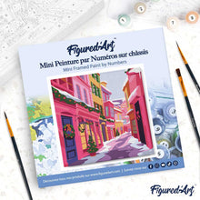 Afbeelding in Gallery-weergave laden, Mini Schilderen op Nummer met Frame - Roze kerststraatje