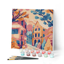 Afbeelding in Gallery-weergave laden, Mini Schilderen op Nummer met Frame - Liefelijk besneeuwd stadje