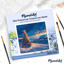 Afbeelding in Gallery-weergave laden, Mini Schilderen op Nummer met Frame - Sprankelende kerstzonsondergang