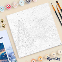 Afbeelding in Gallery-weergave laden, Mini Schilderen op Nummer met Frame - Sprankelende kerstzonsondergang