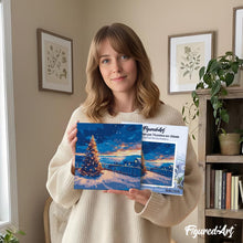 Afbeelding in Gallery-weergave laden, Mini Schilderen op Nummer met Frame - Sprankelende kerstzonsondergang