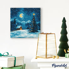 Afbeelding in Gallery-weergave laden, Mini Schilderen op Nummer met Frame - Sterrennacht van Kerstmis