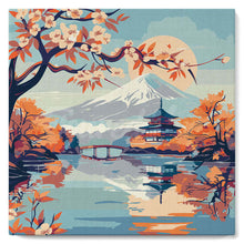 Afbeelding in Gallery-weergave laden, Mini Schilderen op Nummer met Frame - Meer en Mount Fuji