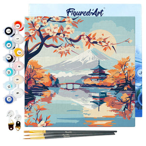 Mini Schilderen op Nummer met Frame - Meer en Mount Fuji