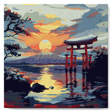 Afbeelding in Gallery-weergave laden, Mini Schilderen op Nummer met Frame - Torii Poort bij Zonsondergang