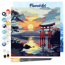 Afbeelding in Gallery-weergave laden, Mini Schilderen op Nummer met Frame - Torii Poort bij Zonsondergang