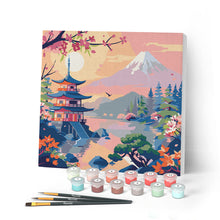 Afbeelding in Gallery-weergave laden, Mini Schilderen op Nummer met Frame - Pagode en Mount Fuji