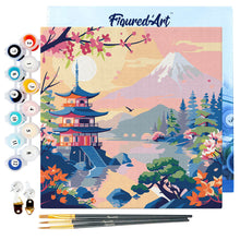 Afbeelding in Gallery-weergave laden, Mini Schilderen op Nummer met Frame - Pagode en Mount Fuji
