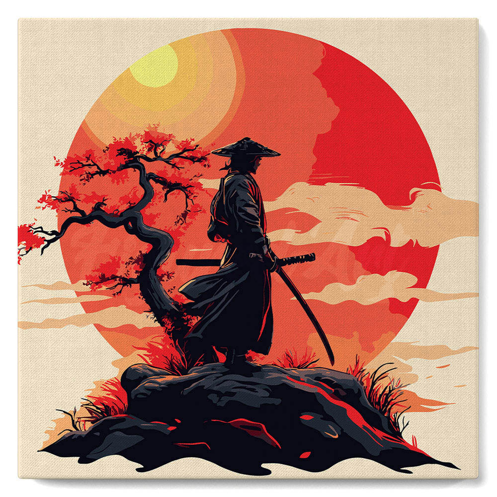 Mini Schilderen op Nummer met Frame - Samurai bij Zonsondergang