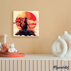 Mini Schilderen op Nummer met Frame - Samurai bij Zonsondergang