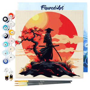 Mini Schilderen op Nummer met Frame - Samurai bij Zonsondergang