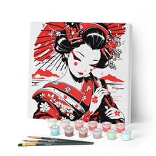 Afbeelding in Gallery-weergave laden, Mini Schilderen op Nummer met Frame - Rode en Zwarte Geisha