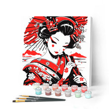 Afbeelding in Gallery-weergave laden, Mini Schilderen op Nummer met Frame - Rode en Zwarte Geisha