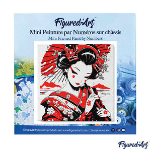 Mini Schilderen op Nummer met Frame - Rode en Zwarte Geisha